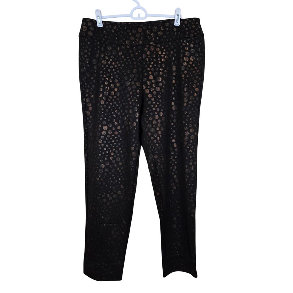 Women's Krazy Larry Black Gold Polka Dot Pull On Pants | Size 12